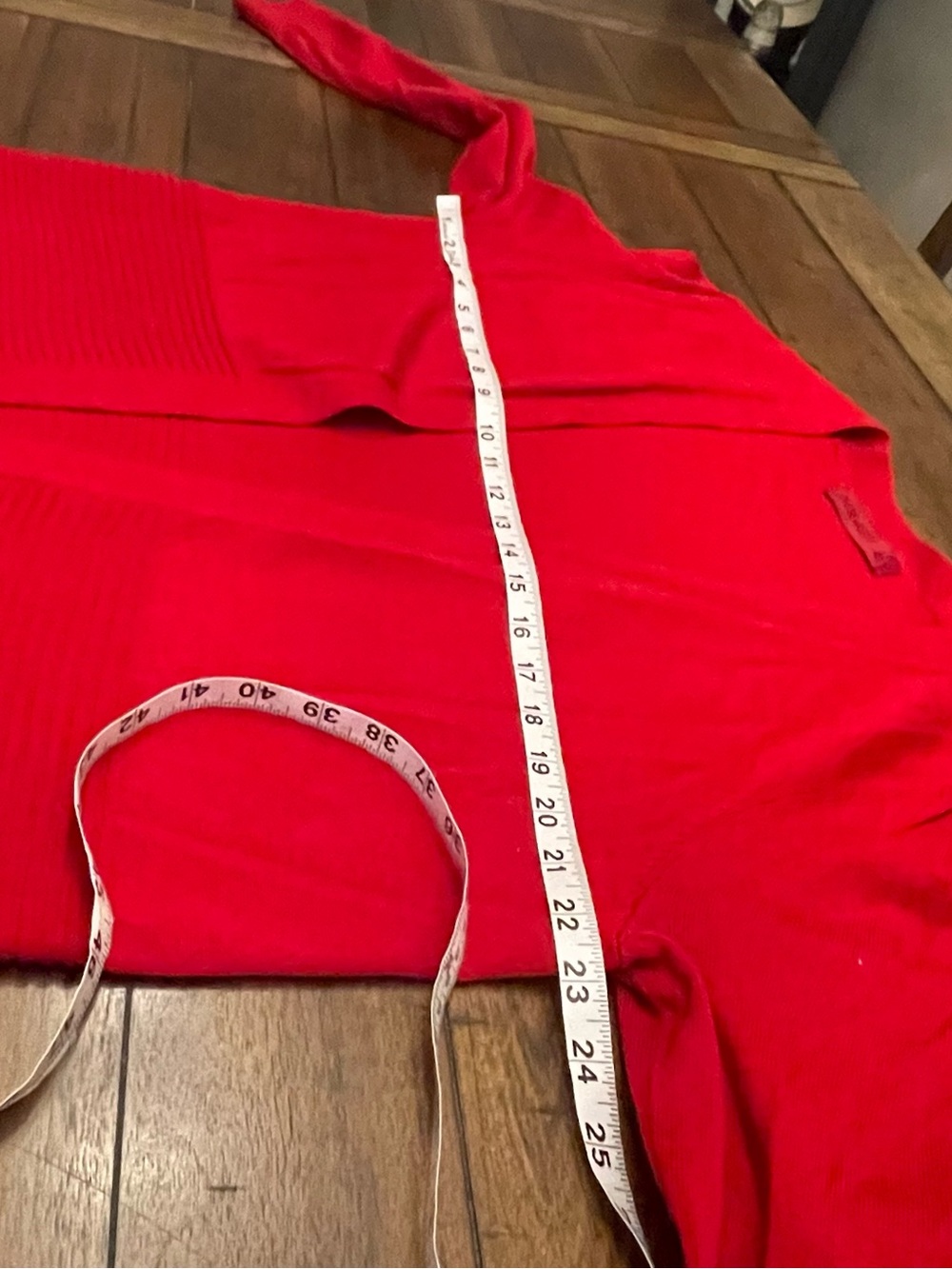 Open-Front Red Ribbed Hem Cardigan Sweater - Picture 6 of 8